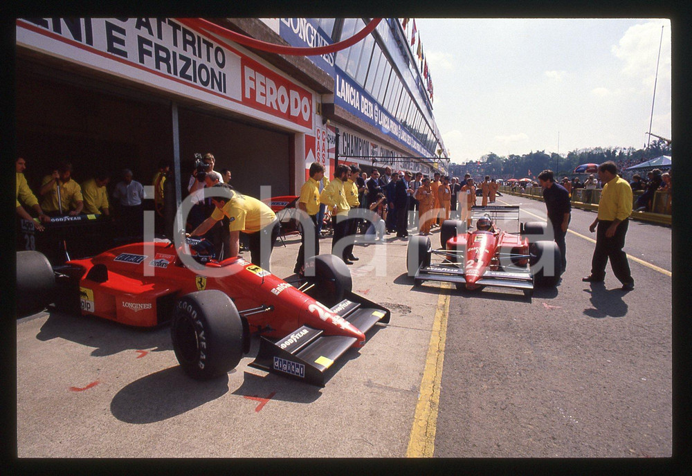 35mm vintage slide* 1988 GP SAN MARINO Gerhard BERGER e Michele ALBORETO ai box