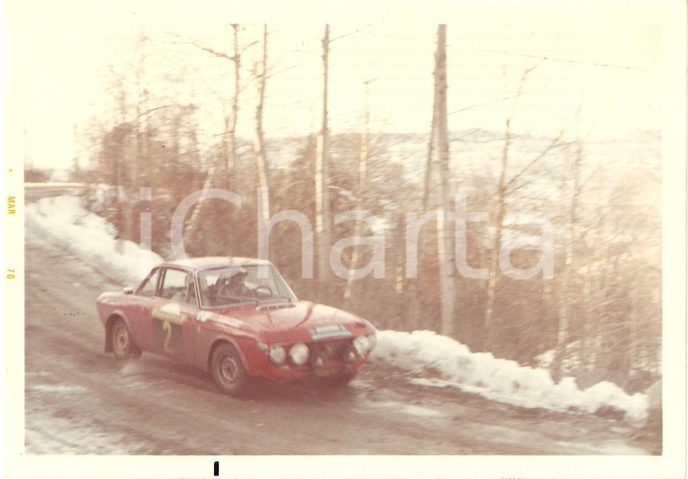 Fotografia d'epoca originale 1970 RALLY Primo SANREMO SESTRIERE Harry KALLSTROM Gunnar HAGGBOM Lancia Fulvia 1