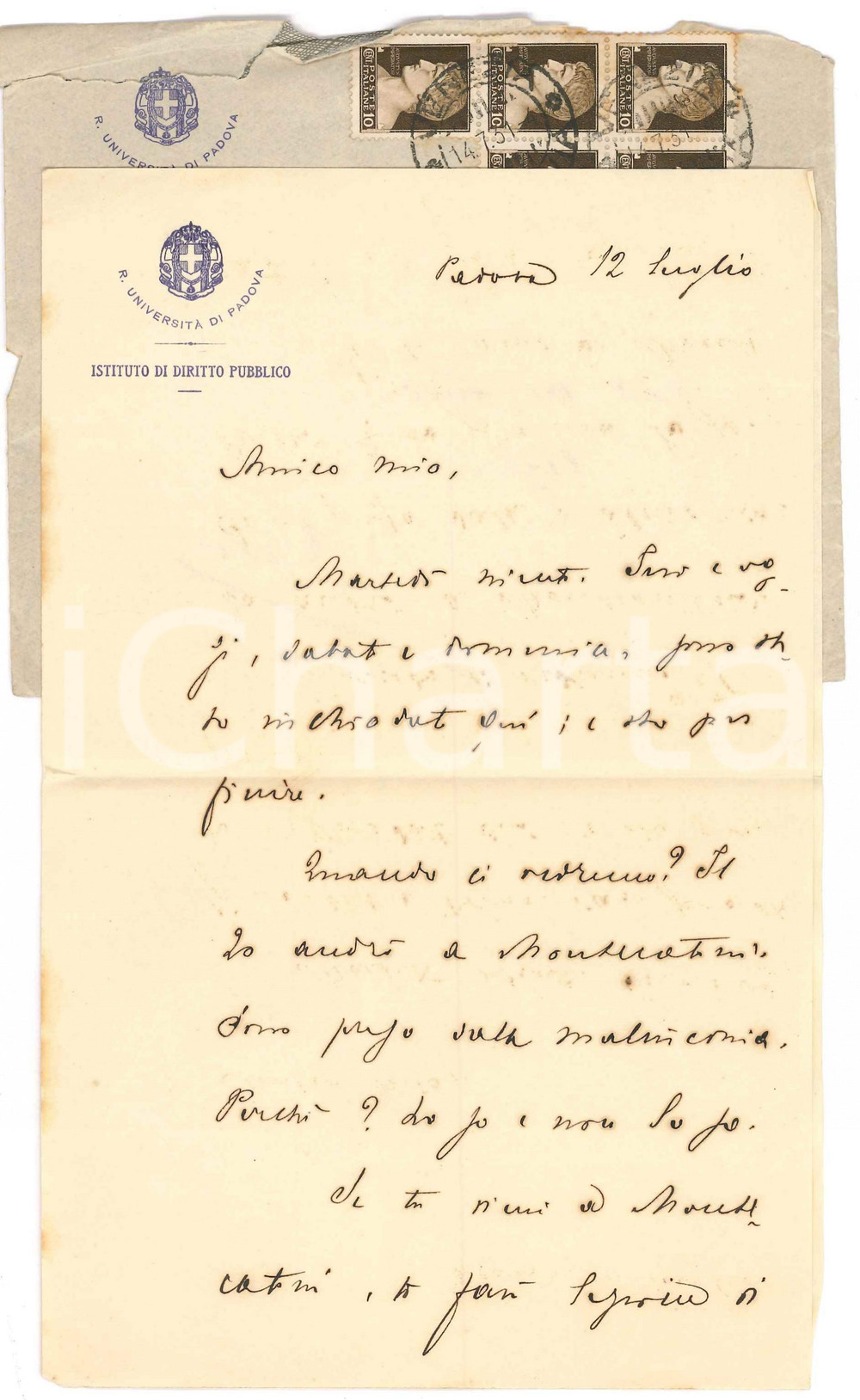Autografo originale 1931 PADOVA Lettera Francesco CARNELUTTI per incontro con un collega AUTOGRAFO 1