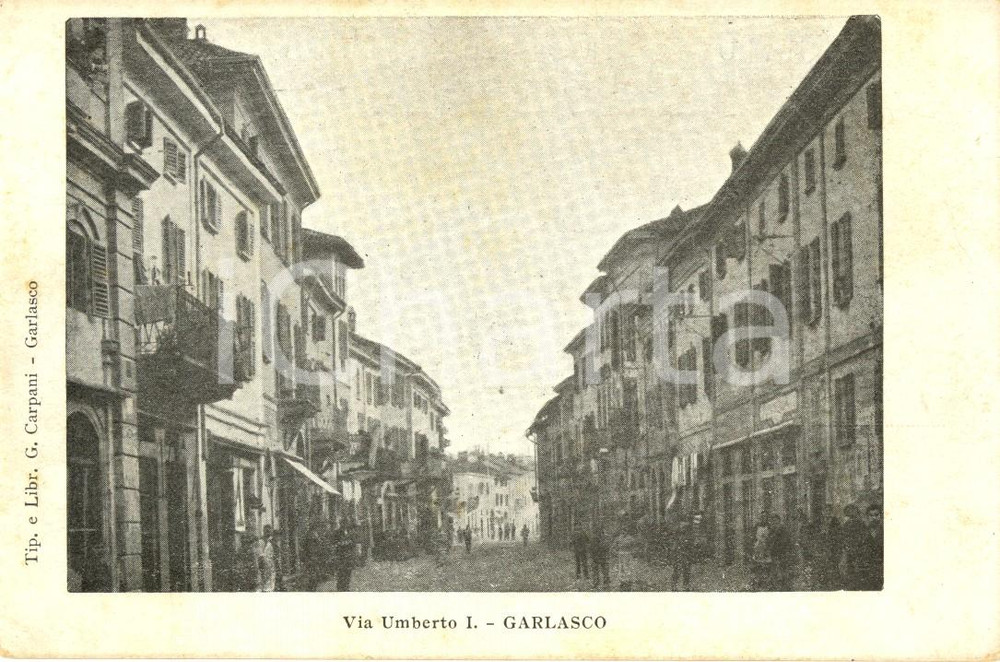 Cartolina originale da collezione 1900 ca GARLASCO (PV) Veduta di via UMBERTO I *Cartolina postale ANIMATA FP NV 1