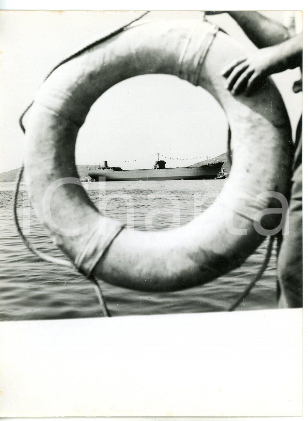 1955 LA SPEZIA Motonave GUIDO DONEGANI vista da un salvagente *Foto ARTISTICA