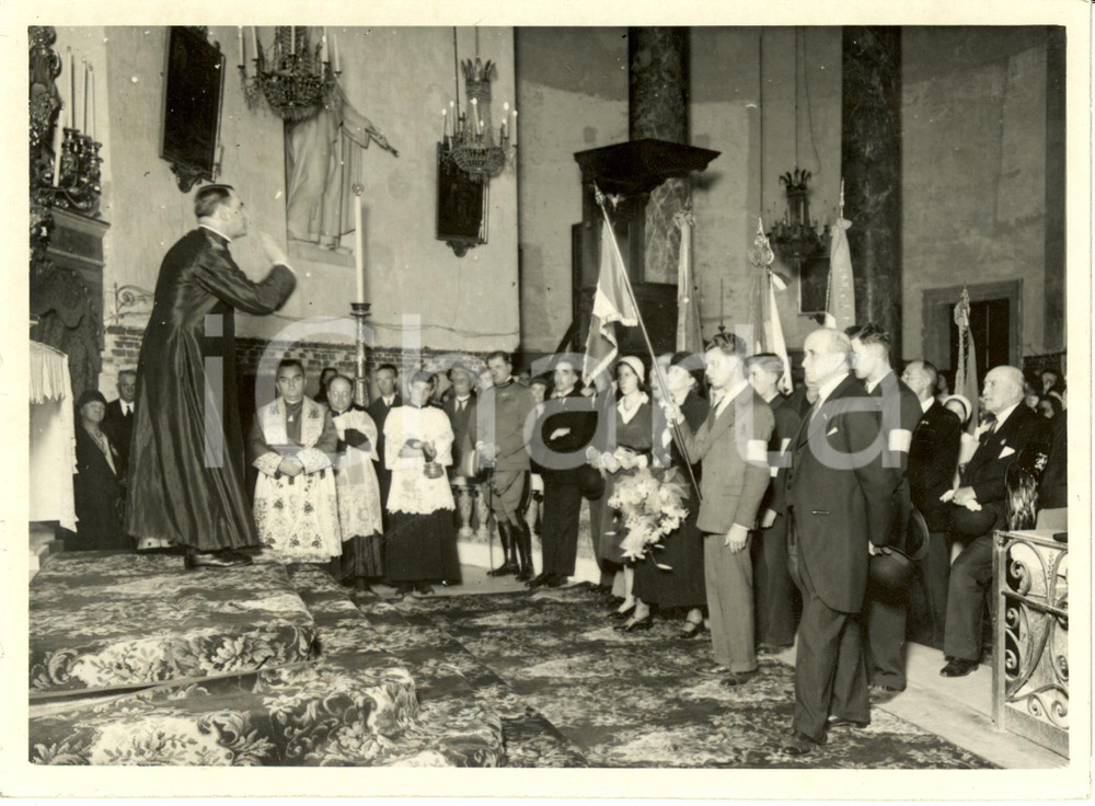 Fotografia d epoca originale 1931 TORINO Benedizione gagliardetto Orfani Guerra Chiesa GRAN MADRE DI DIO Foto 1