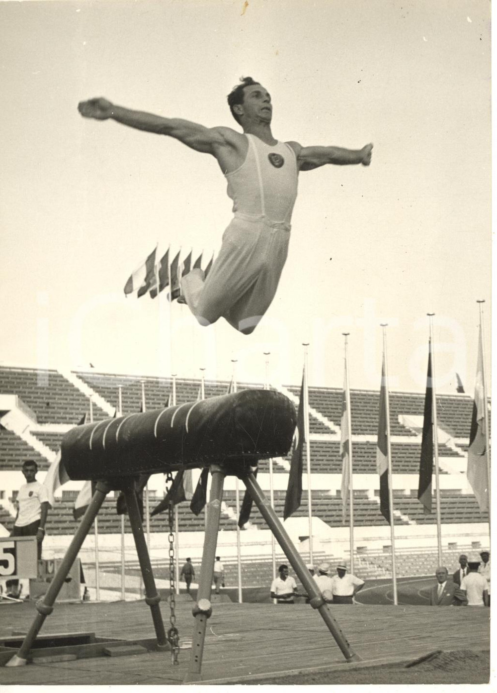 1954 ROMA Mondiali Ginnastica Artistica - Sergei DZHALANI al cavallo *Foto 13x18