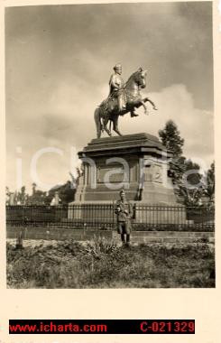 Cartolina originale da collezione 1936 ADDIS ABEBA Monumento a Menelik capitano Torriani VERA FOTO 1