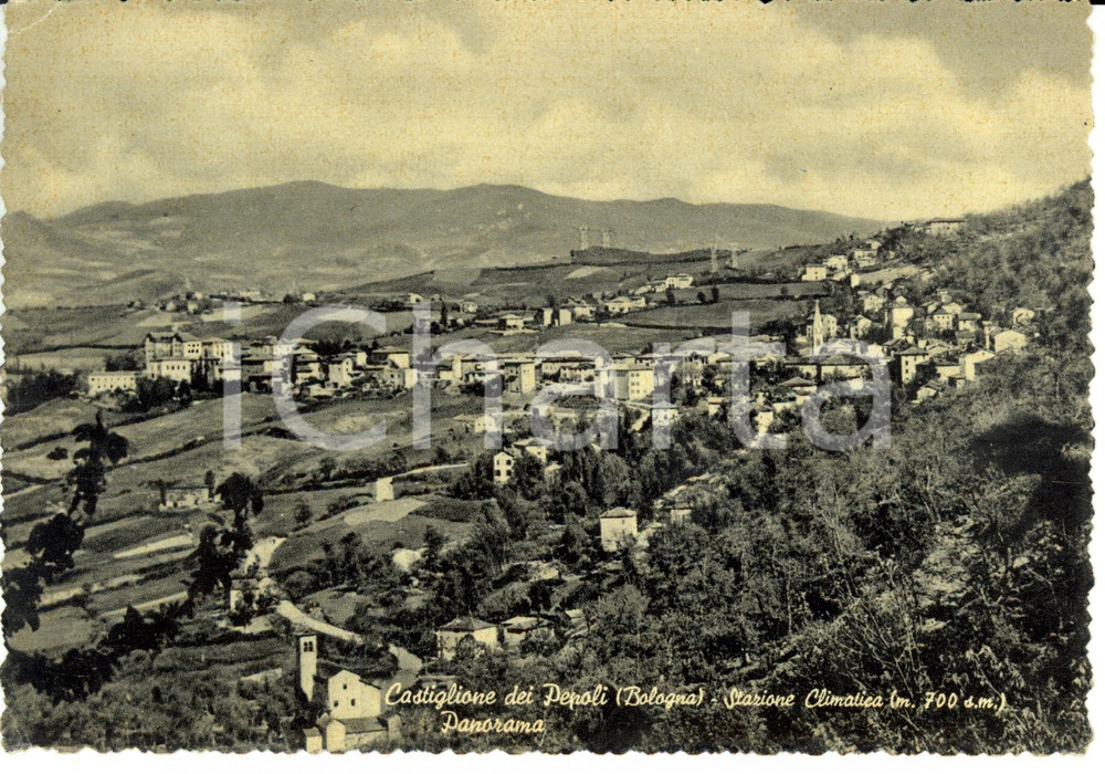 Cartolina originale da collezione 1953 CASTIGLIONE DEI PEPOLI (BO)Panorama visto dall'alto*Cartolina Postale FG VG 1