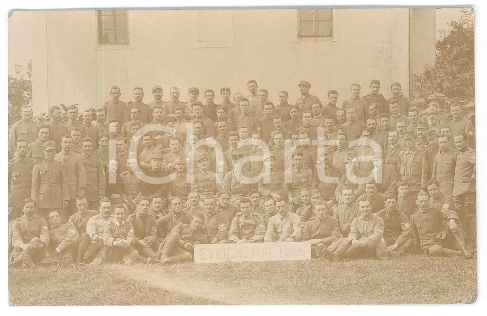 1910 ca GERMANY (?) Military battalion - Banner "Evidenzhaltung" - Photo 14x9 cm Fotografia originale d'epoca, in formato cartolina postale.   GOOD/buono  Formato: 14x9 cm originale e autentica 1