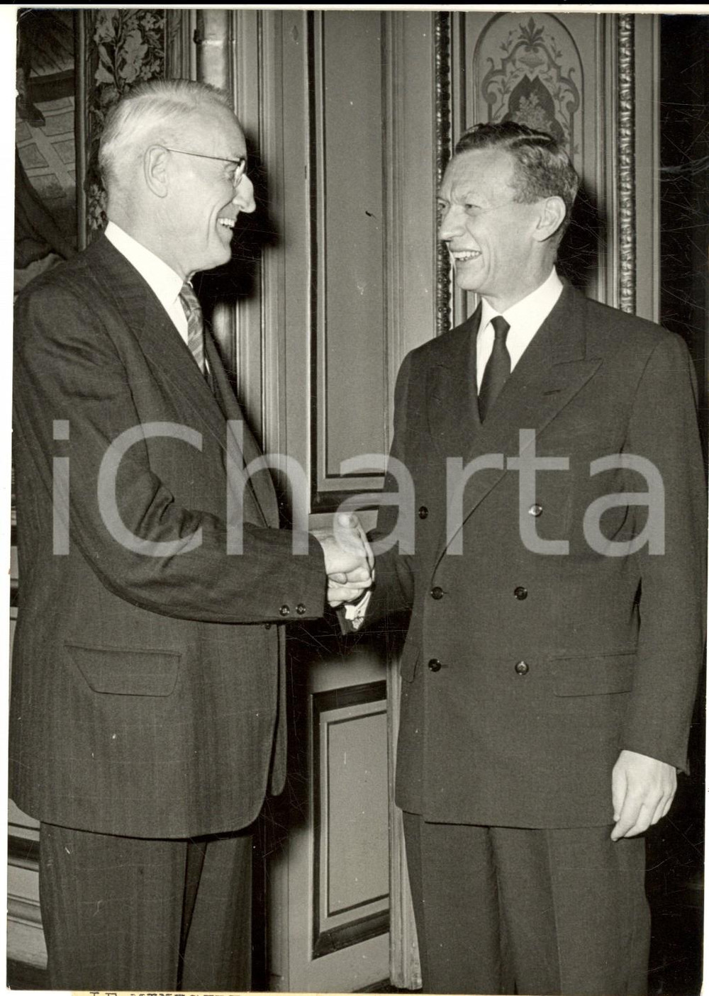 1959 PARIS Maurice COUVE DE MURVILLE reçoit ministre Howard GREEN *Photo