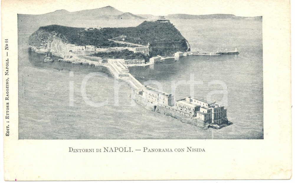 Cartolina originale da collezione 1900 circa NAPOLI Panorama con NISIDA *Cartolina postale RAGOZINO FP NV 1