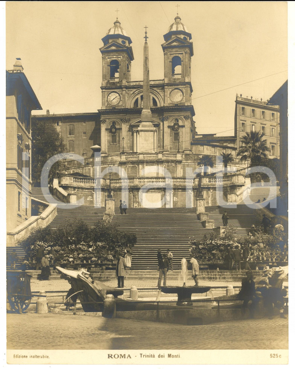 Fotografia d epoca originale 1940 ca ROMA Piazza di Spagna  La scalinata di TRINITA  DEI MONTI Foto 20x24 1