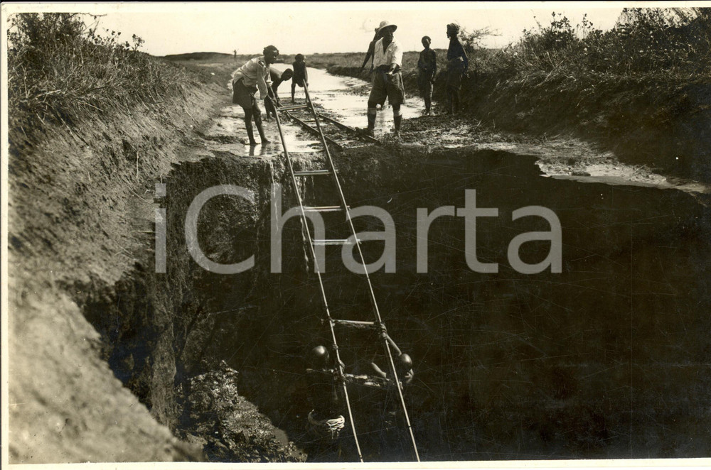 Fotografia d epoca originale 1926 SIGALE Somalia Lavori ad un canale per la deviazione delle acque Foto 1
