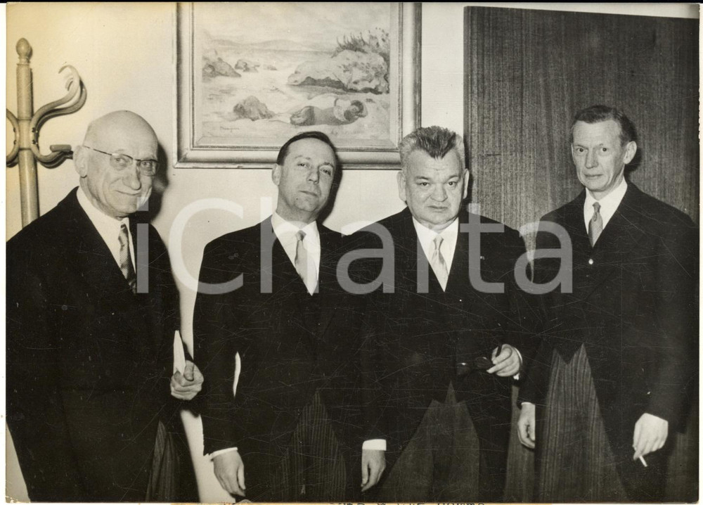 1959 STRASBOURG Robert SCHUMAN Michel DEBRE' Maurice COUVE DE MURVILLE Photo