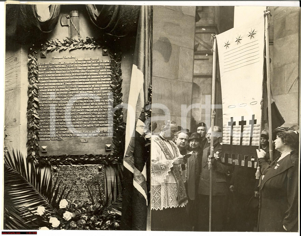 Fotografia d epoca originale 1935 Milano LA RINASCENTE anniversario prima guerra mondiale, DITTICO 1