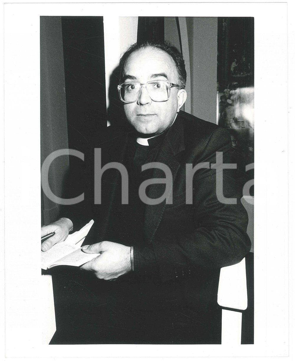 Fotografia d epoca originale 1985 ca ITALIA Monsignor Luciano PACOMIO Ritratto  Foto 20x25 cm 1