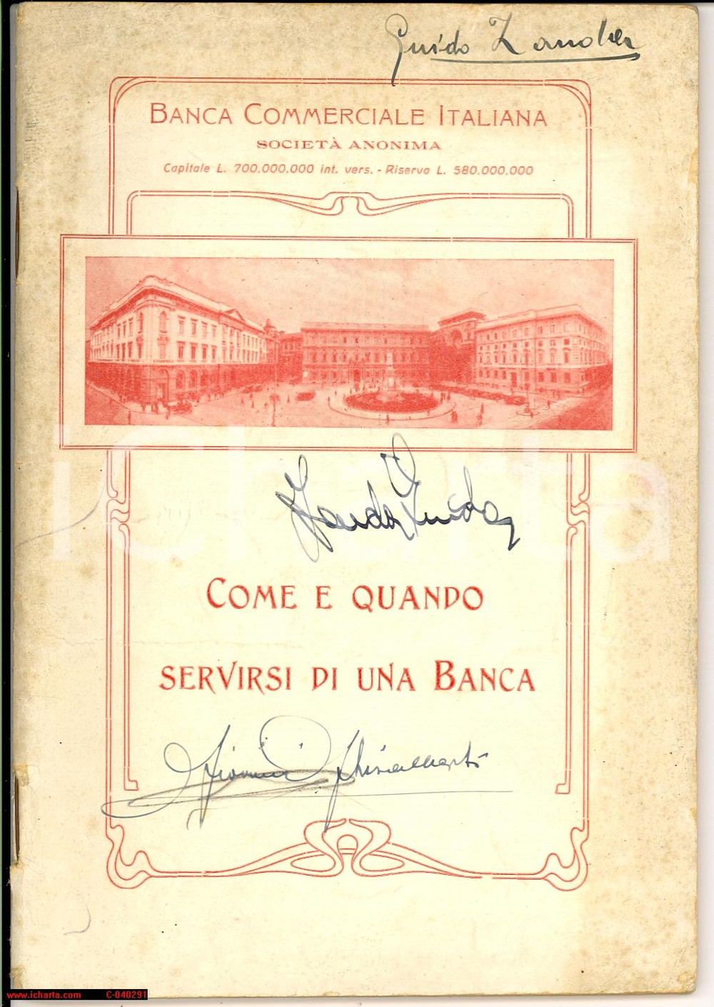 Libro, pubblicazione d epoca 1910 ca MILANO BCI Come e quando servirsi di una banca 1
