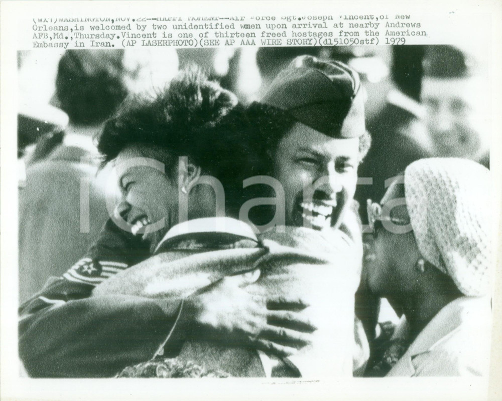 Fotografia d epoca originale 1979 WASHINGTON USA Joseph VINCENT rimpatria dopo cattura in IRAN Fotografia 1