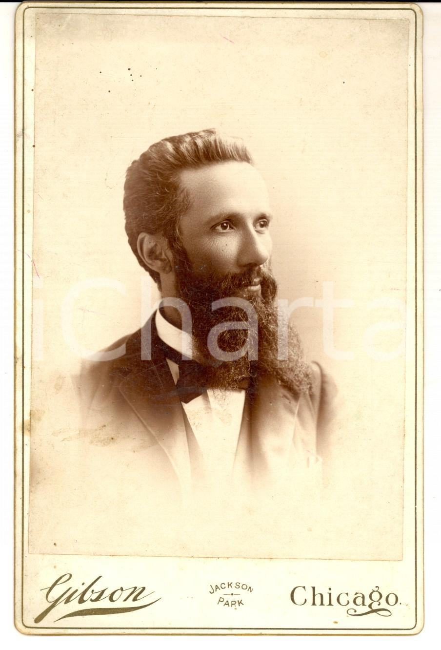 Fotografia d epoca originale 1896 CHICAGO USA Ritratto di Gabriele FERRARIS Foto GIBSON con dedica 1