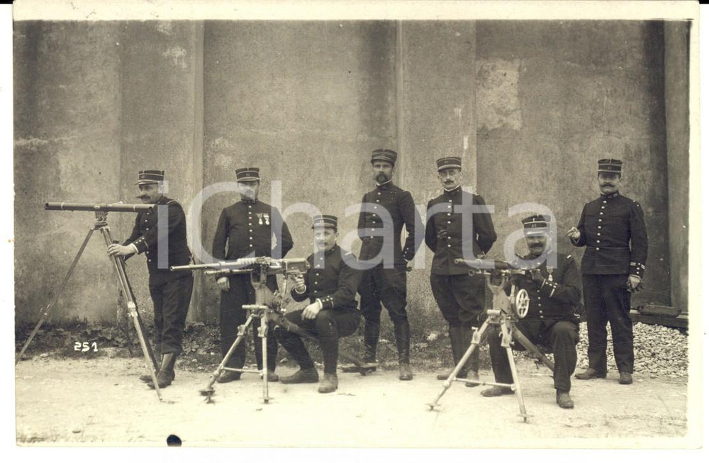 Fotografia d epoca originale 1915 ca WW1 FRANCIA Militari del 42Â° reggimento con mitragliatrici Foto 1