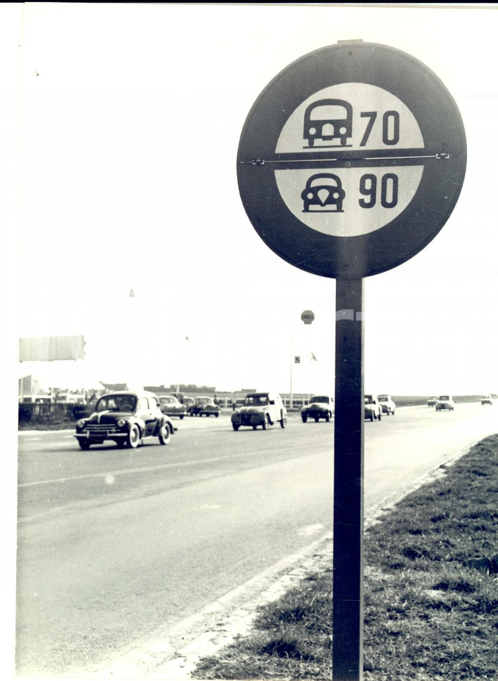 Fotografia d epoca originale 1961 PARIS Autostrade de l Ouest  Vue avec panneau limitation vitesse Photo 1