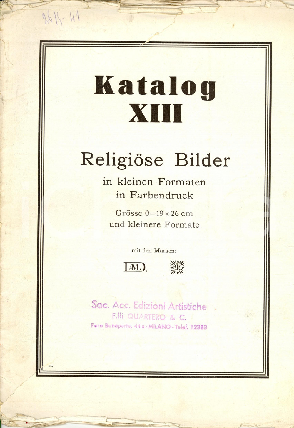 Materiale pubblicitario d’epoca 1960 ca RELIGIOSE BILDER in kleinen Formaten in Farbendruck Catalogo ILLUSTRATO 1