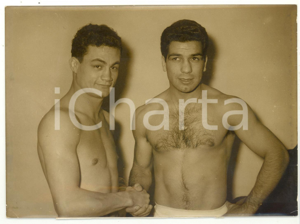 1956 PARIS - PUGILATO Duilio LOI stringe la mano a Felix CHIOCCA *Foto 18x13 cm
