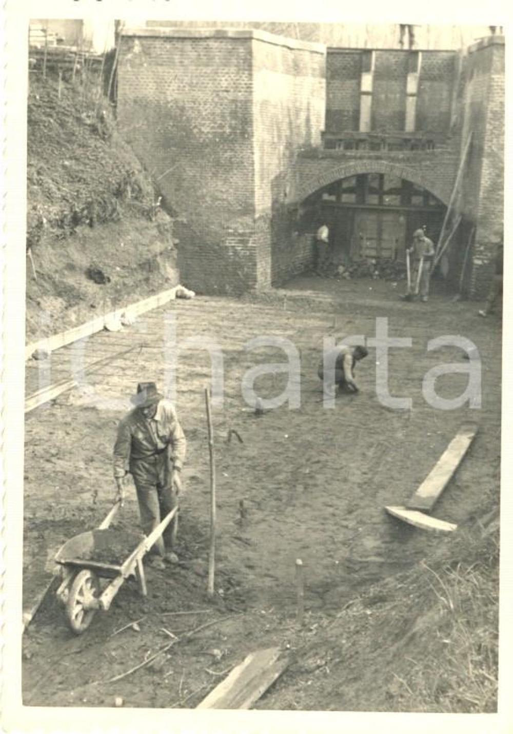 Fotografia d'epoca originale 1956 ZINASCO (PV) Lavori in difesa del CANAROLO Impresa GALANDINI *Foto 7x10 (3) 1
