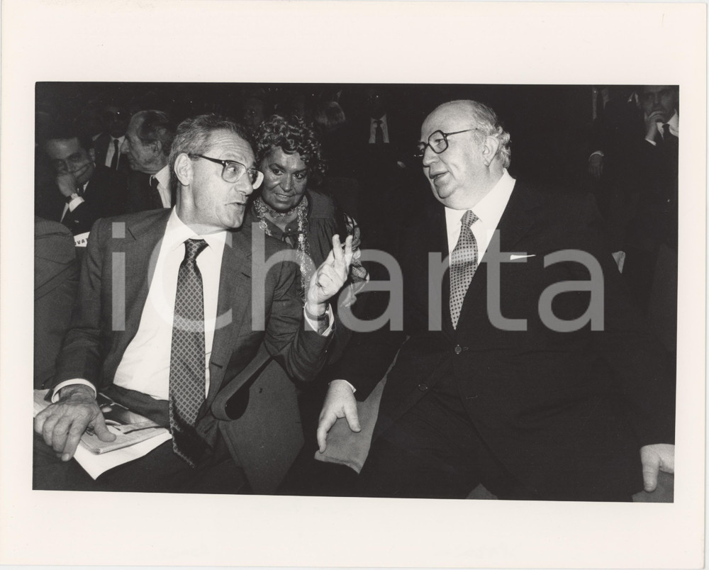 Fotografia d epoca originale 1985 ca CONFINDUSTRIA Onorina TOMASINBRION Cesare ROMITI Giovanni SPADOLINI 1