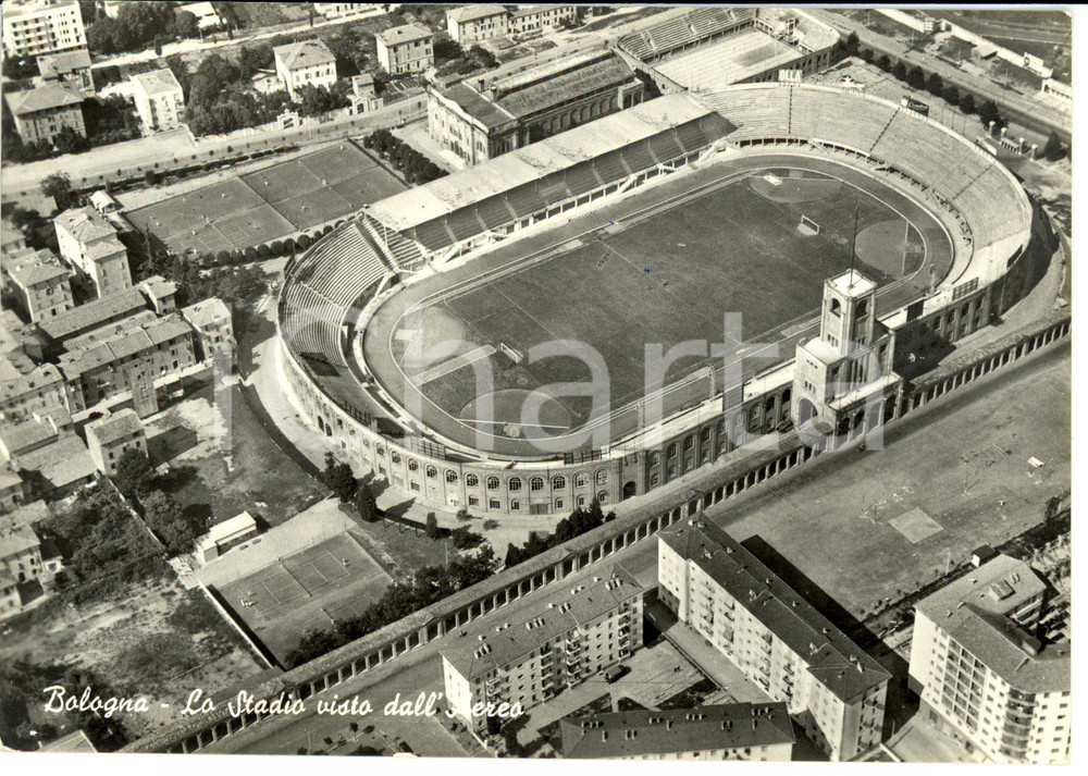 Cartolina originale da collezione 1961 BOLOGNA Lo Stadio visto dall'aereo *Cartolina Postale FG VG 1