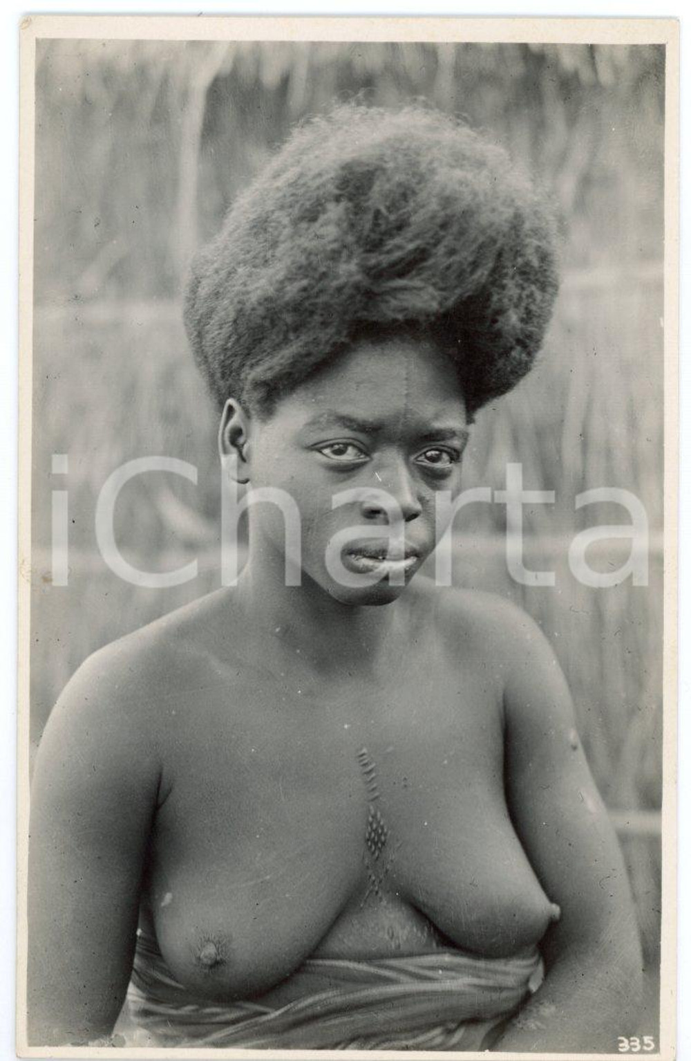 Fotografia d epoca originale 1930 ca CONGO BELGE  Coiffure de femme  Scarification Photo L. GABRIEL 335 1