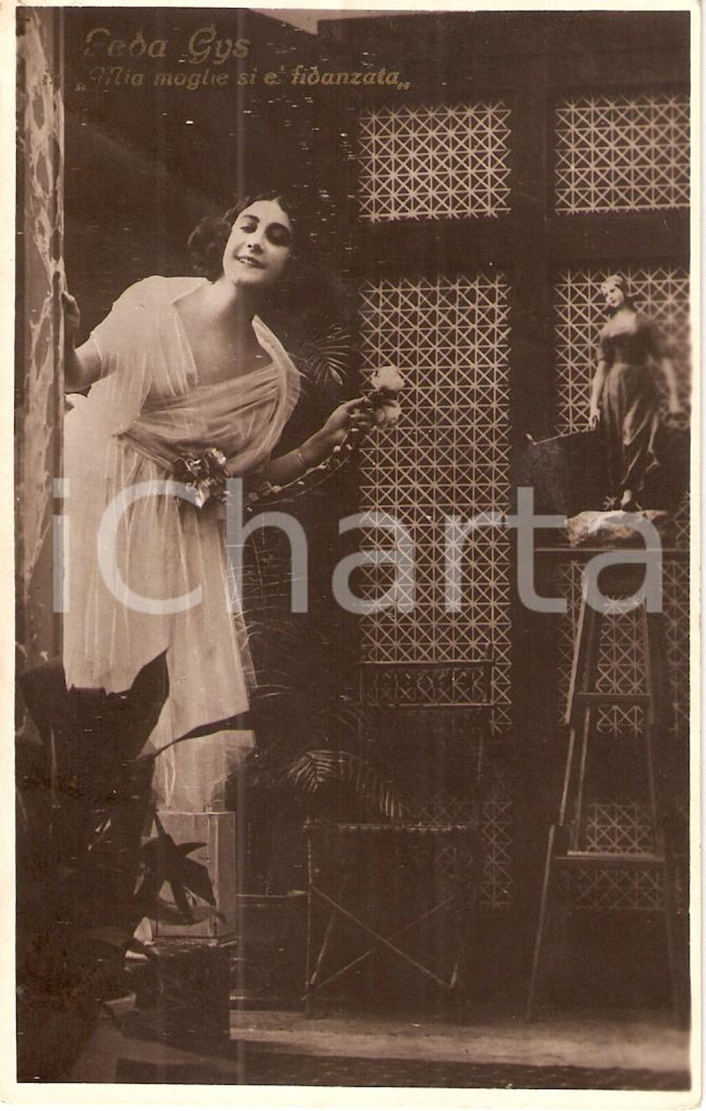 Fotografia d'epoca originale 1921 MIA MOGLIE SI E' FIDANZATA Leda GYS nel film di Gero ZAMBUTO *Cartolina 1