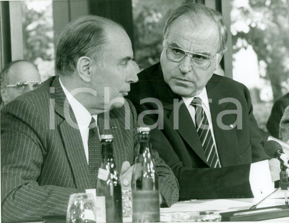 Fotografia d epoca originale 1982 BONN DE Primo incontro FranÃ§ois MITTERRAND Helmut KOHL neocancelliere 1