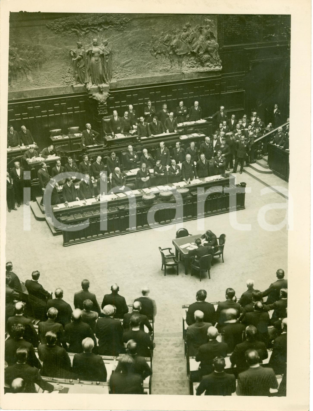 Fotografia d epoca originale 1929 ROMA Riapertura CAMERA Deputati con DUCE Dimostrazione per Casa SAVOIA Foto 1