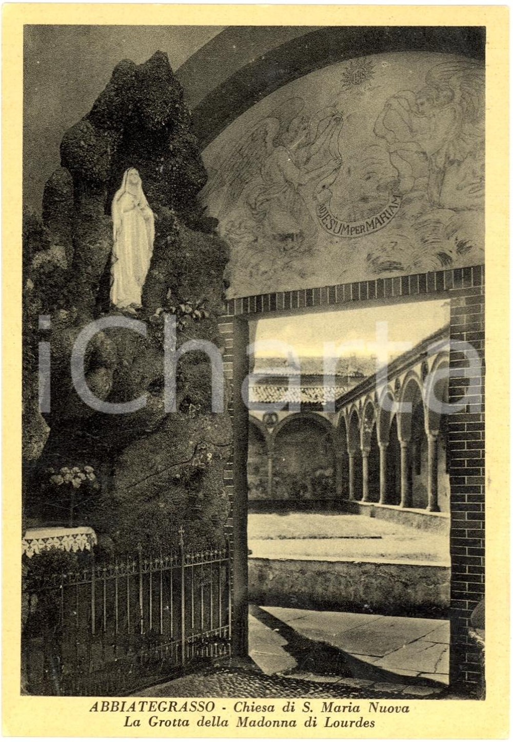 Cartolina originale da collezione 1960 ca ABBIATEGRASSO (MI) La grotta di LOURDES FG NV 1