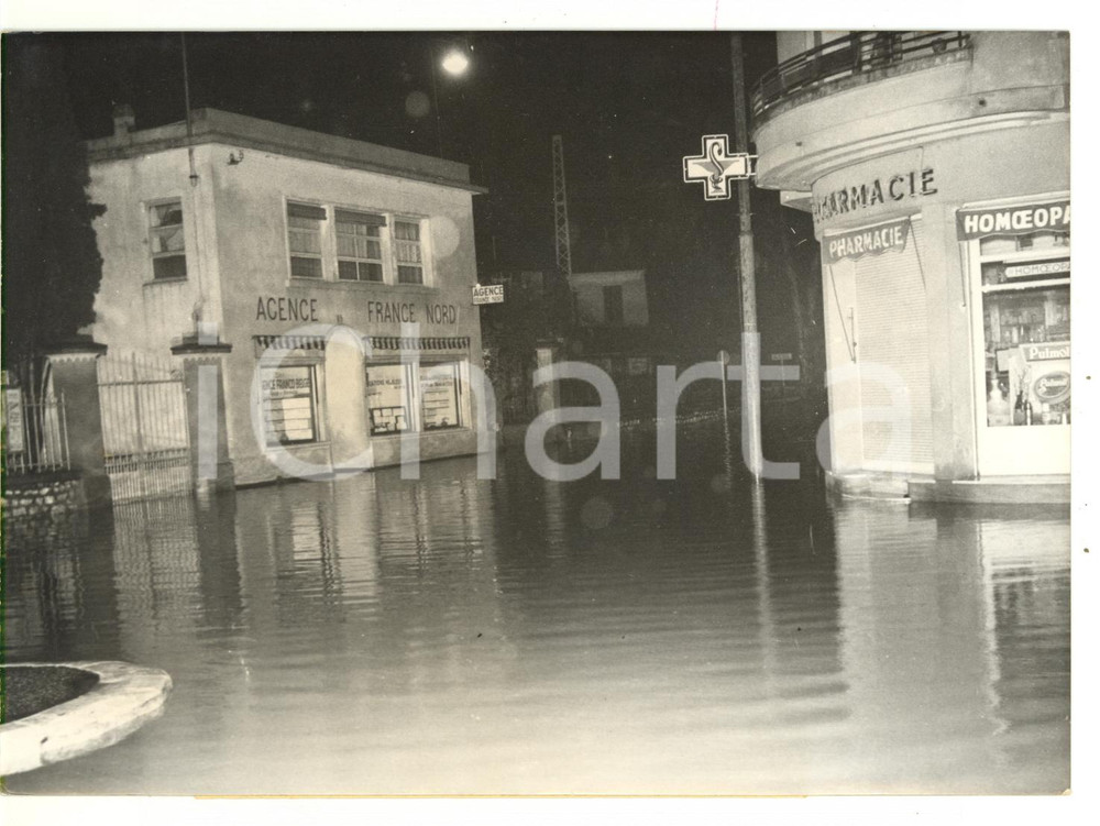 1957 CAGNES-SUR-MER Strade allagate dal nubifragio *Foto 18x13 cm