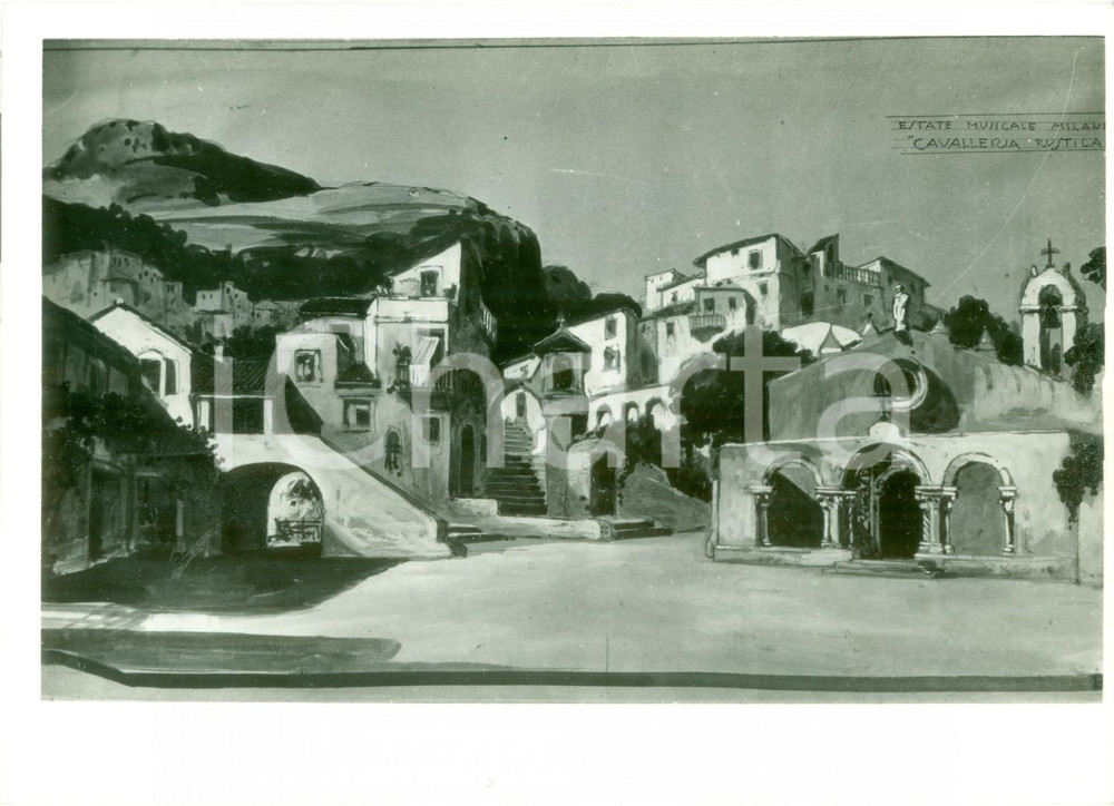 Fotografia d epoca originale 1938 MILANO ESTATE MUSICALE Bozzetto per la Cavalleria Rustiacana FOTOGRAFIA 1