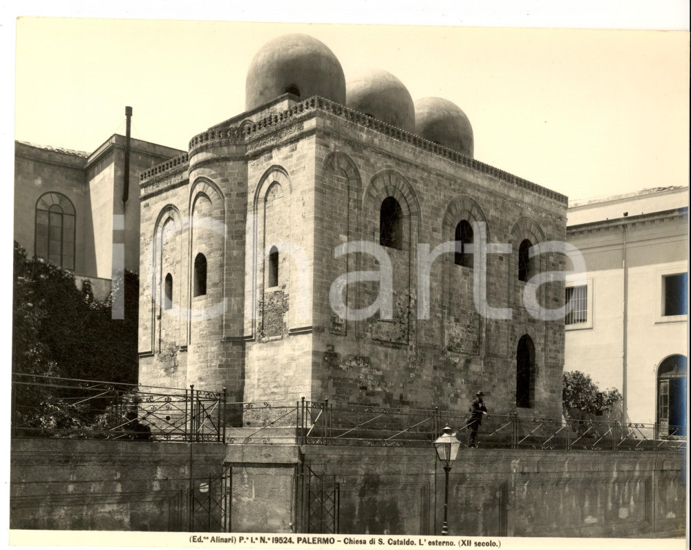 Fotografia d epoca originale 1930 ca PALERMO Chiesa di SAN CATALDO  Esterno Foto ALINARI 25x19 cm 1