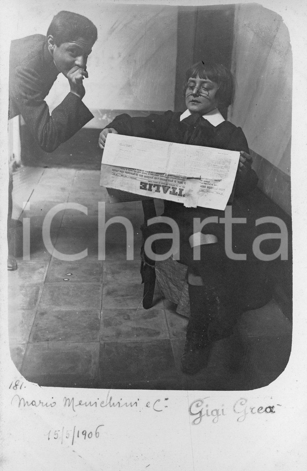 1906 ROMA Ritratto del bambino Mario Menichini in lettura *Fotocartolina
