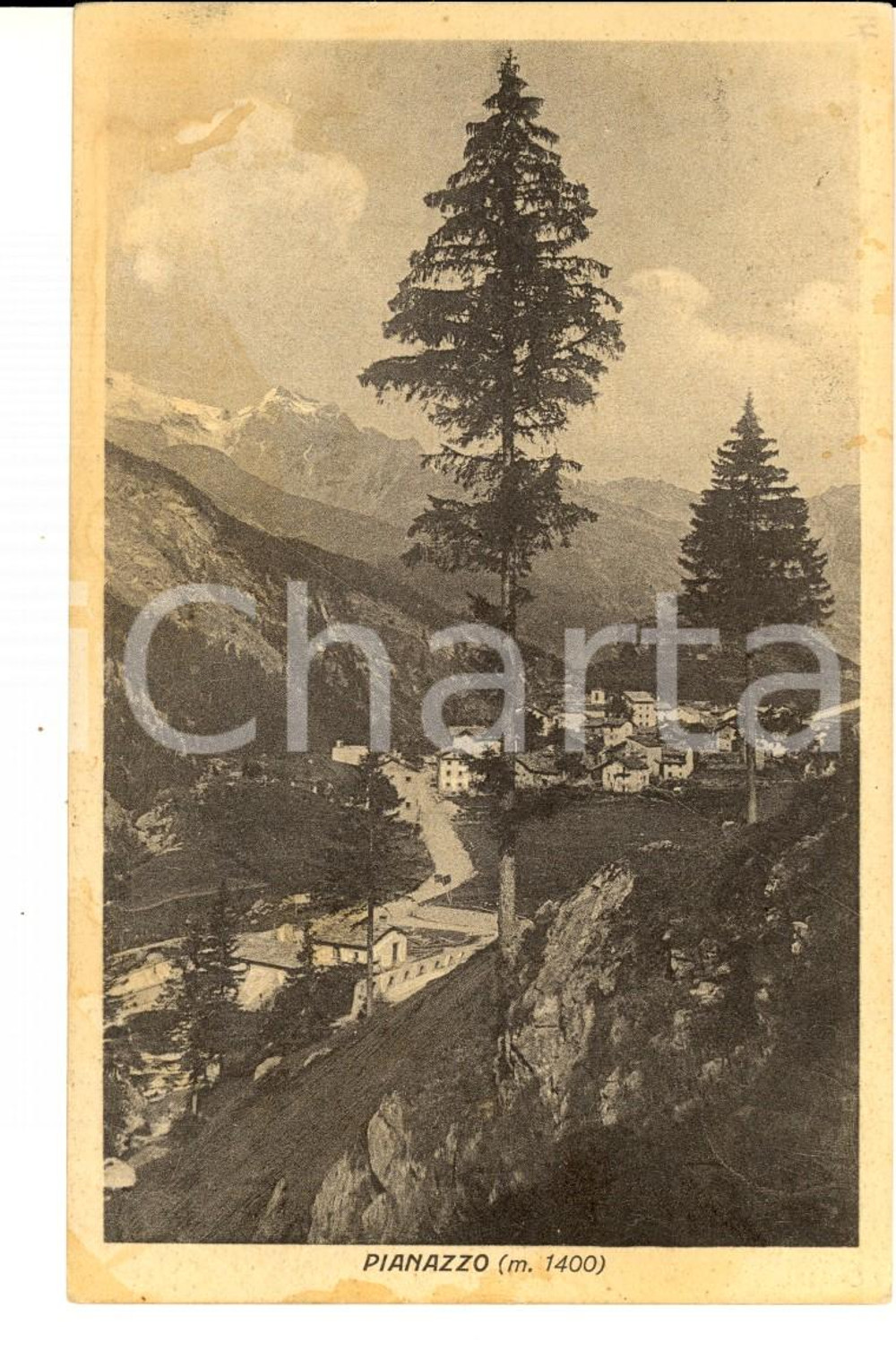 Cartolina originale da collezione 1922 PIANAZZO SO Veduta del paese Cartolina postale VINTAGE FP 1