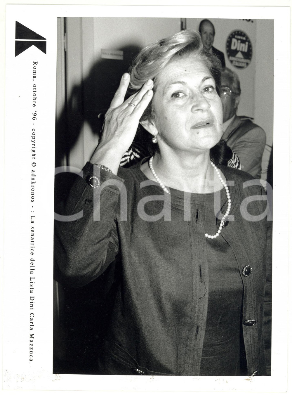 Fotografia d epoca originale 1996 ROMA Ritratto di Carla MAZZUCA senatrice LISTA DINI Foto 17x24 cm 1