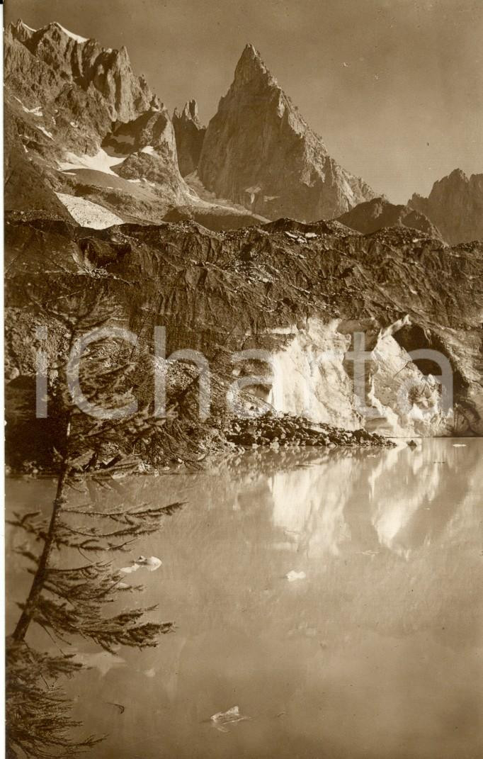 Cartolina originale da collezione 1940 ca COURMAYEUR AO Lago di MIAGE e AIGUILLE NOIRE de PEUTEREY Cartolina NV 1