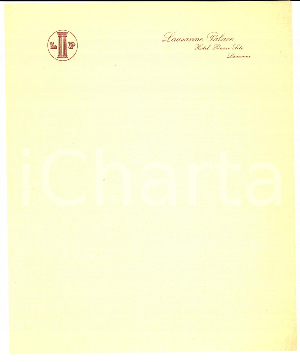 Oggetto da collezione cartaceo 1930 ca LOSANNA CH LAUSANNE PALACE Hotel BeauSite  Carta intestata 1