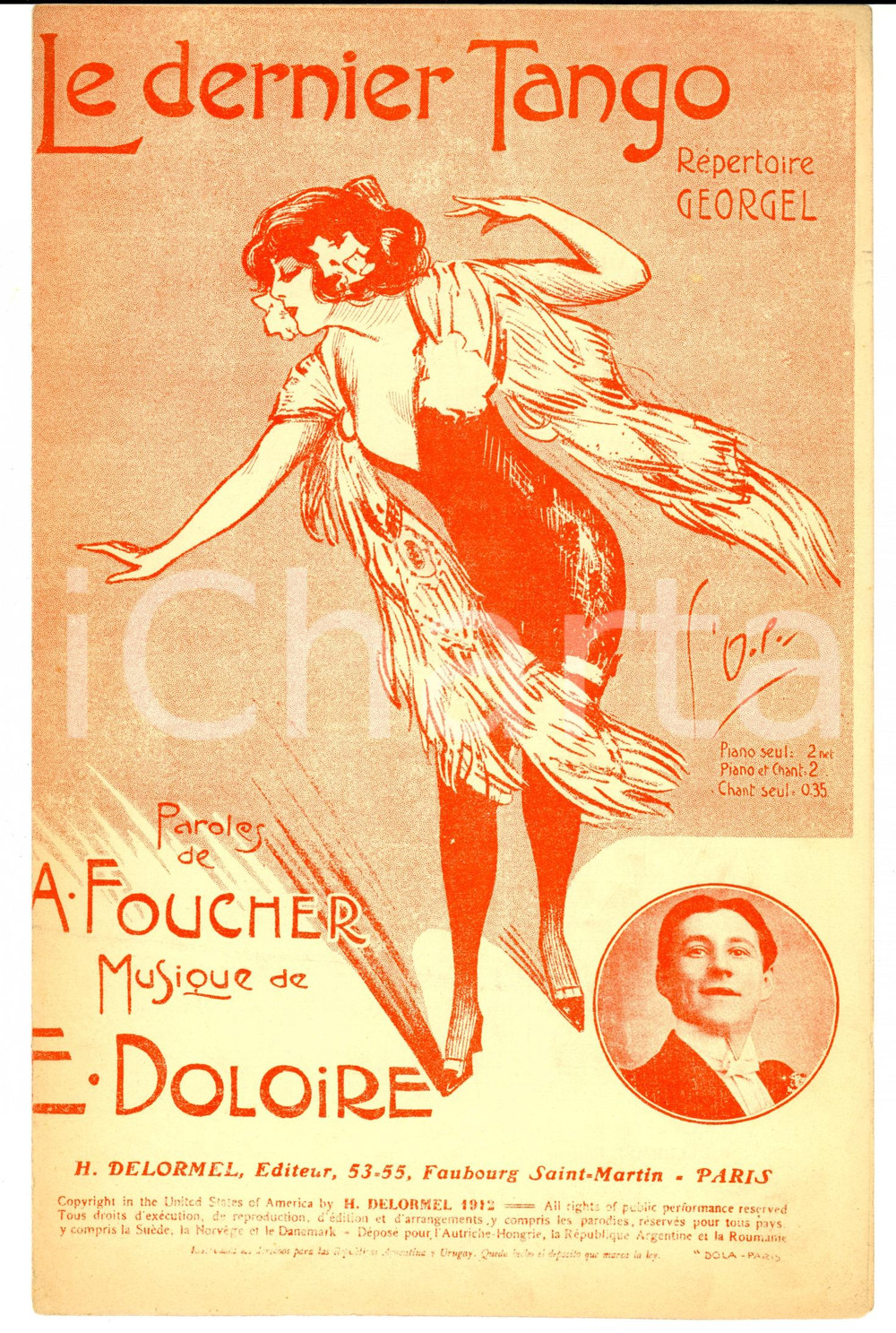 Oggetto da collezione cartaceo 1913 Armand FOUCHER Emile DOLOIRE Le dernier tango *Spartito DELORMEL 1