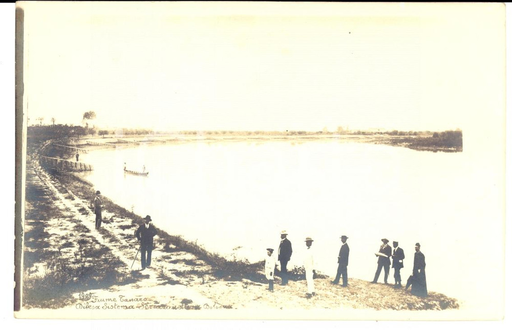Cartolina originale da collezione 1910 ALESSANDRIA ? Lavori difesa fiume TANARO con metodo SERRAZANETTI RARA 1