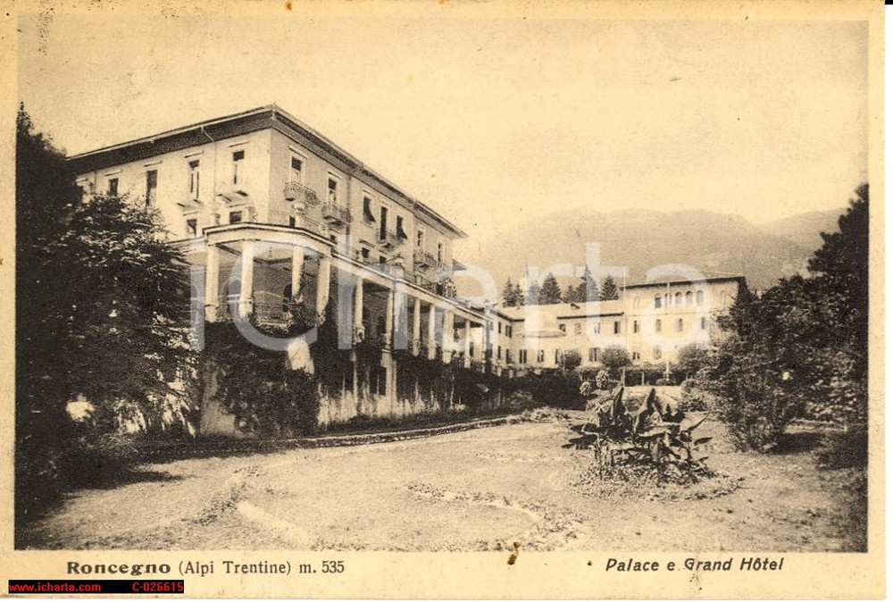 Cartolina originale da collezione 1928 RONCEGNO - Palace e Grand Hotel FP NV 1