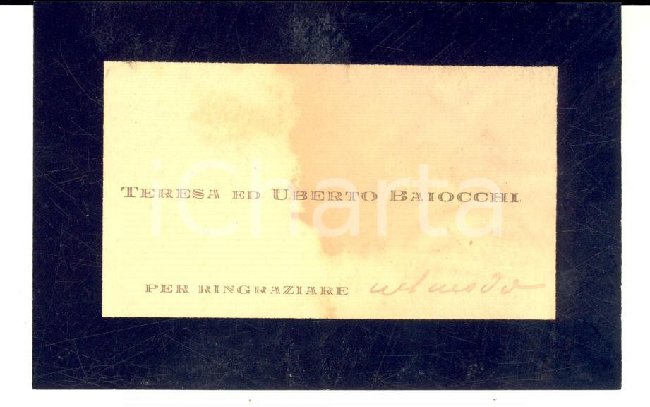 1915 ca ROMA Teresa ed Uberto BAIOCCHI - Biglietto da visita DANNEGGIATO