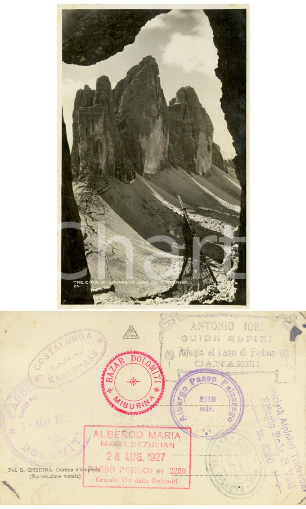 Cartolina originale da collezione 1927 BELLUNO Veduta delle TRE CIME di LAVAREDO dal monte PATERNO *Cartolina NV 1
