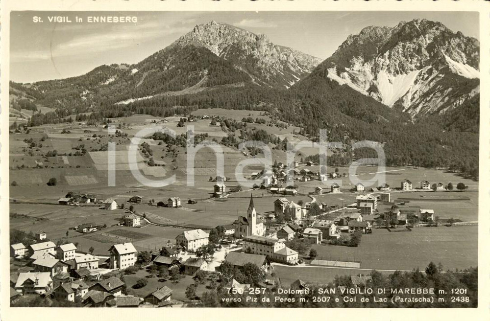 Cartolina originale da collezione 1948 MAREBBE BZ Frazione SAN VIGILIO verso PIZ DE PERES e COL DE LAC FP NV 1