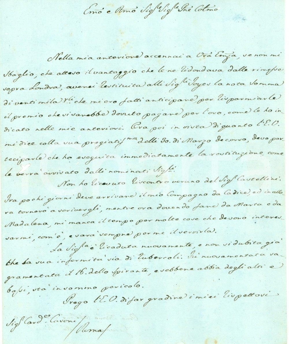 Autografo originale 1806 ARANJUEZ Maria Antonia di BORBONENAPOLI in pericolo di vita AUTOGRAFO 1