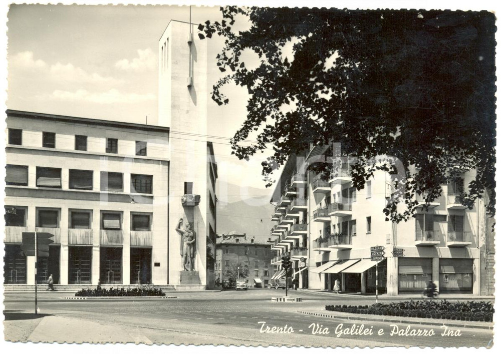 Cartolina originale da collezione 1950 ca TRENTO Palazzo INA in via Galielo GALILEI Cartolina postale FG NV 1