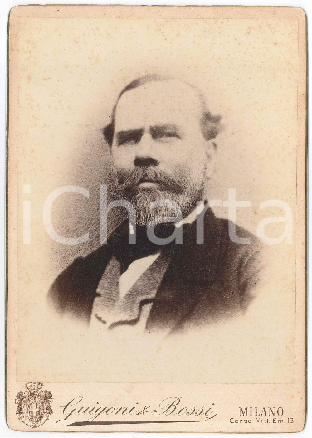 1900 ca MILANO Giuseppe BERTOLOZZI - Ritratto *Foto GUIGONI & BOSSI 17x25 cm Fotografia d'epoca, su cartoncino rigido, con didascalia manoscritta al verso. FOTOGRAFO: Guigoni &amp; Bossi - Milano GOOD/buono  Formato: 17x25 cm originale e autentica 1