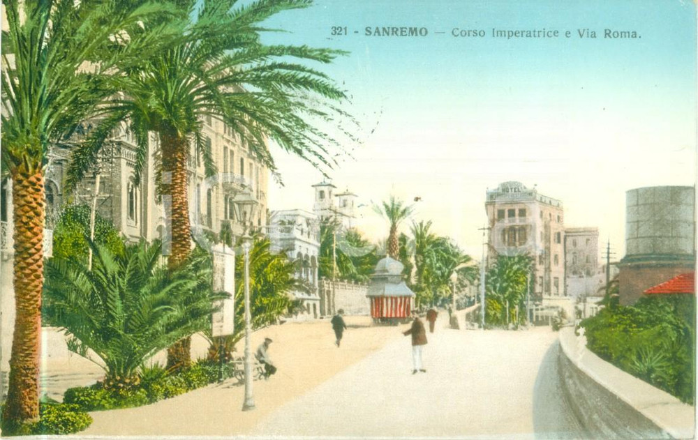 Cartolina originale da collezione 1917 SANREMO IM Corso Imperatrice e Via Roma Cartolina FP VG 1